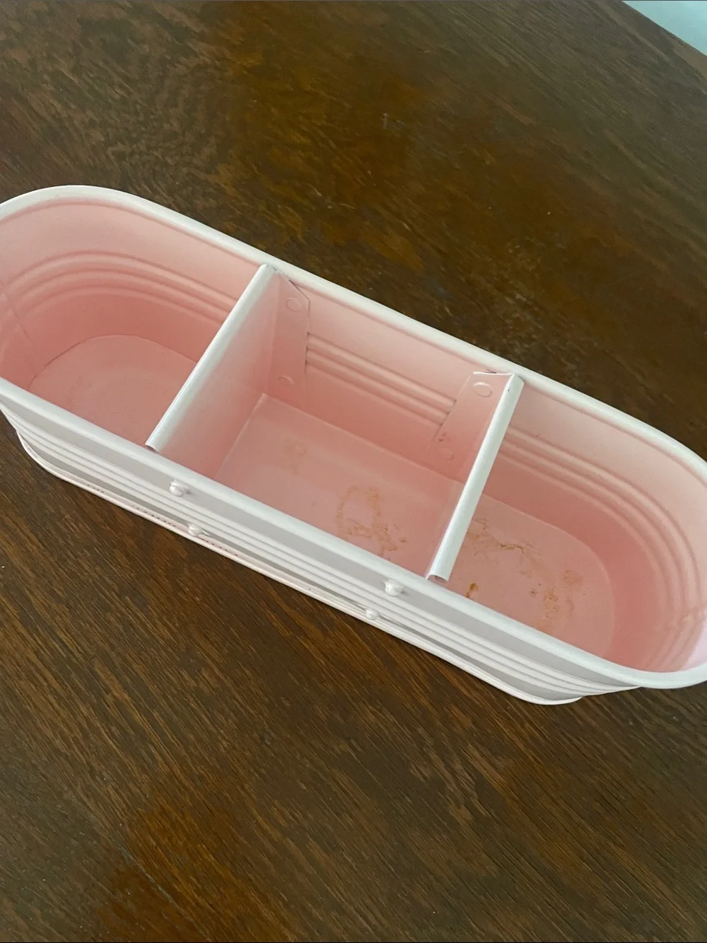 Pink Metal Organizer Caddy - Three Compartments